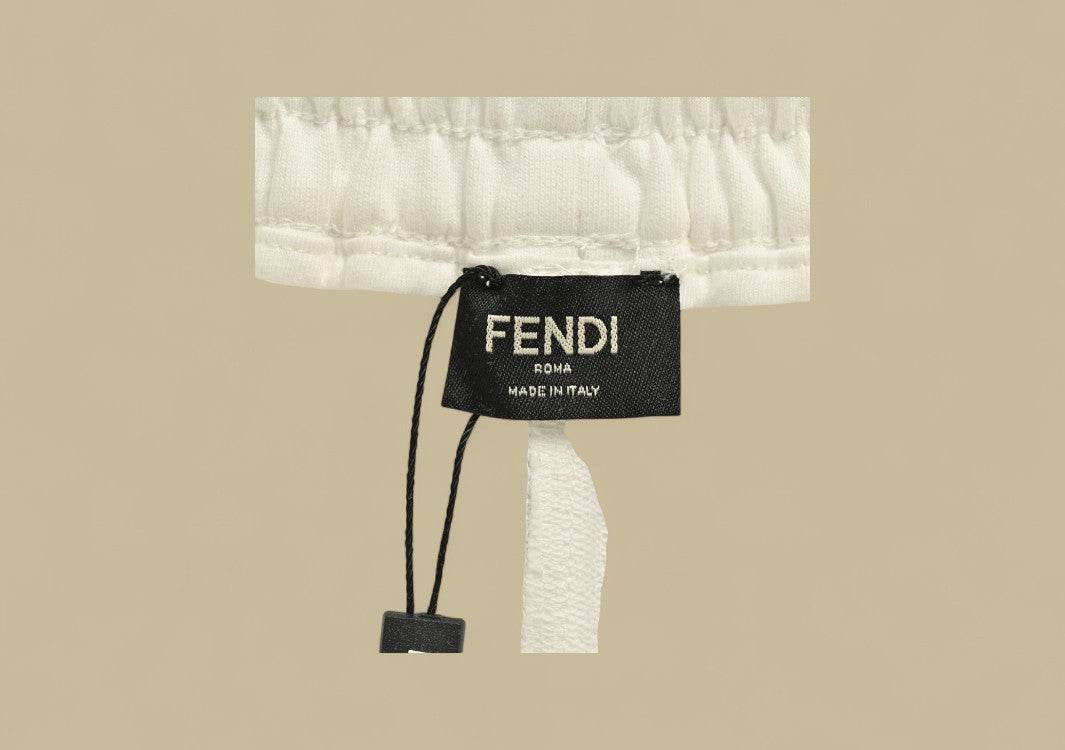 Fendi 24SS Big Double F Logo Flocking Shorts Bold Branding with Textured Luxury