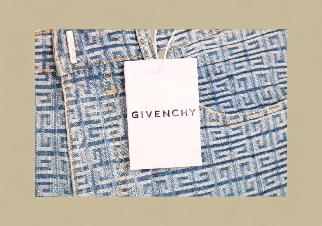 Givenchy 23SS 4G Full GG Logo Jacquard Weave Denim Shorts – Light Blue