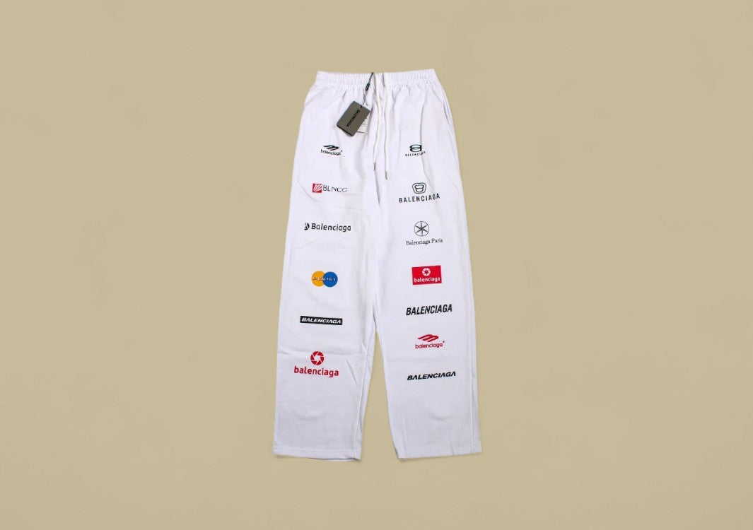 Balenciaga Multiple Logos Track Pants – White