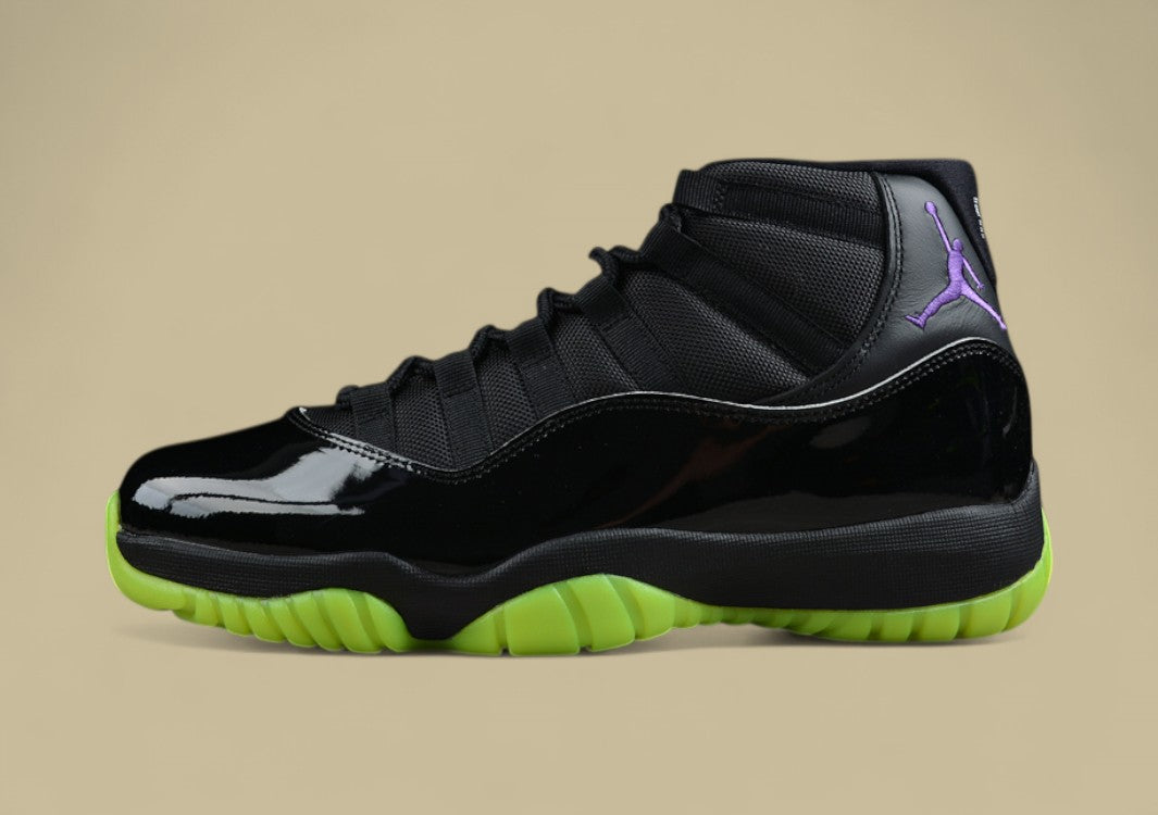 Air Jordan 11 Retro Black Neon Green Purple