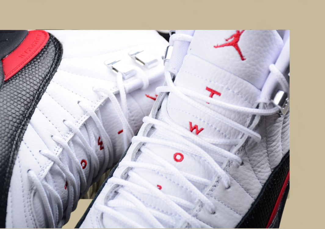 Air Jordan 12 Retro White, Black and Red Real Label Real Carbon
