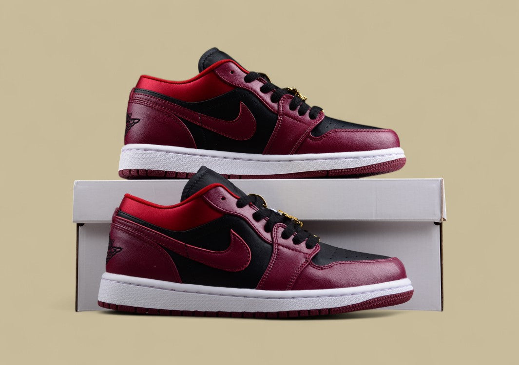 Air Jordan 1 Low Black Wine Red Metal Wing