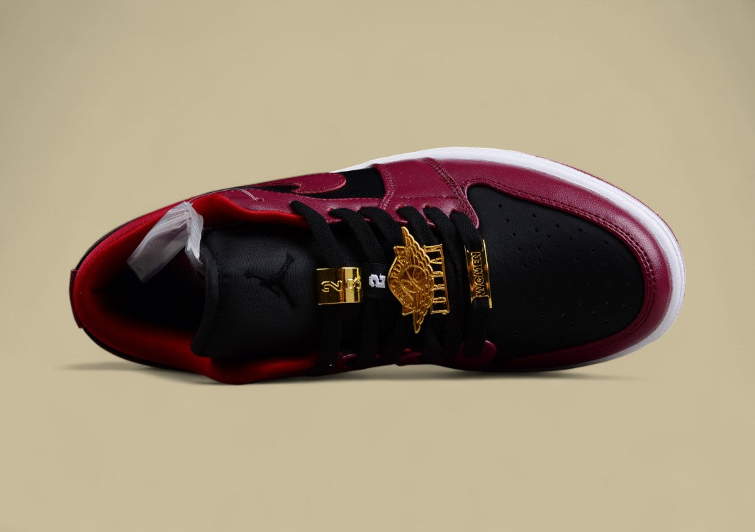 Air Jordan 1 Low Black Wine Red Metal Wing