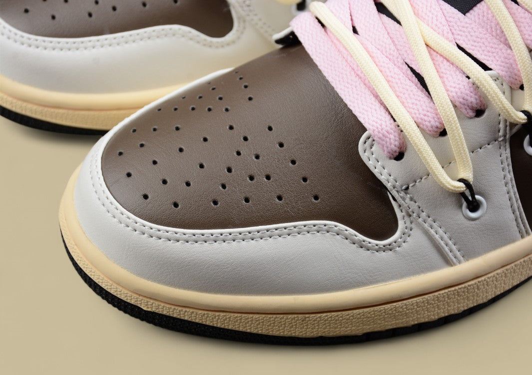 Air Jordan 1 Low Mocha/Bone with Pink