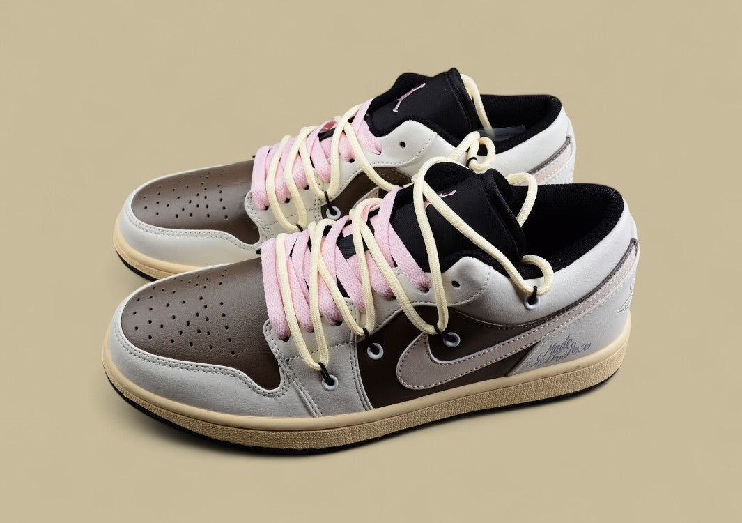 Air Jordan 1 Low Mocha/Bone with Pink