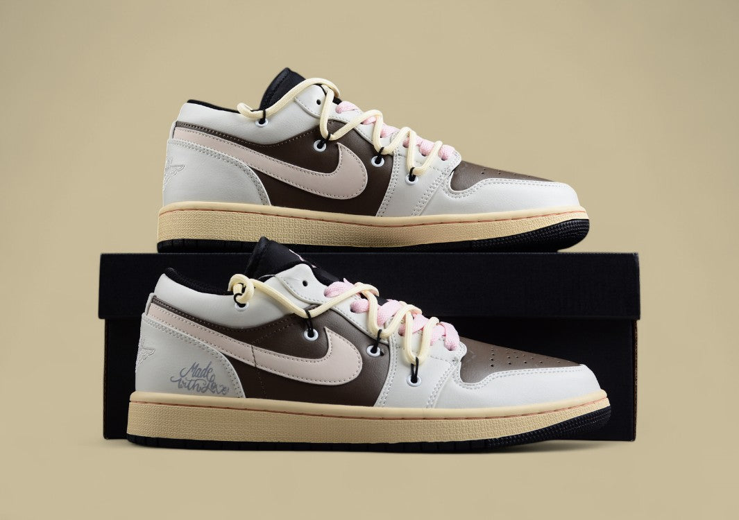 Air Jordan 1 Low Mocha/Bone with Pink