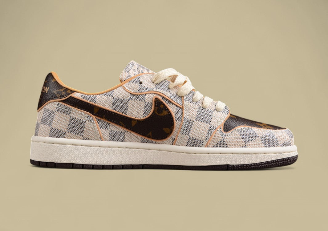 Air Jordan 1 Low OG Custom "Damier Azur/Brown/LV Monogram"