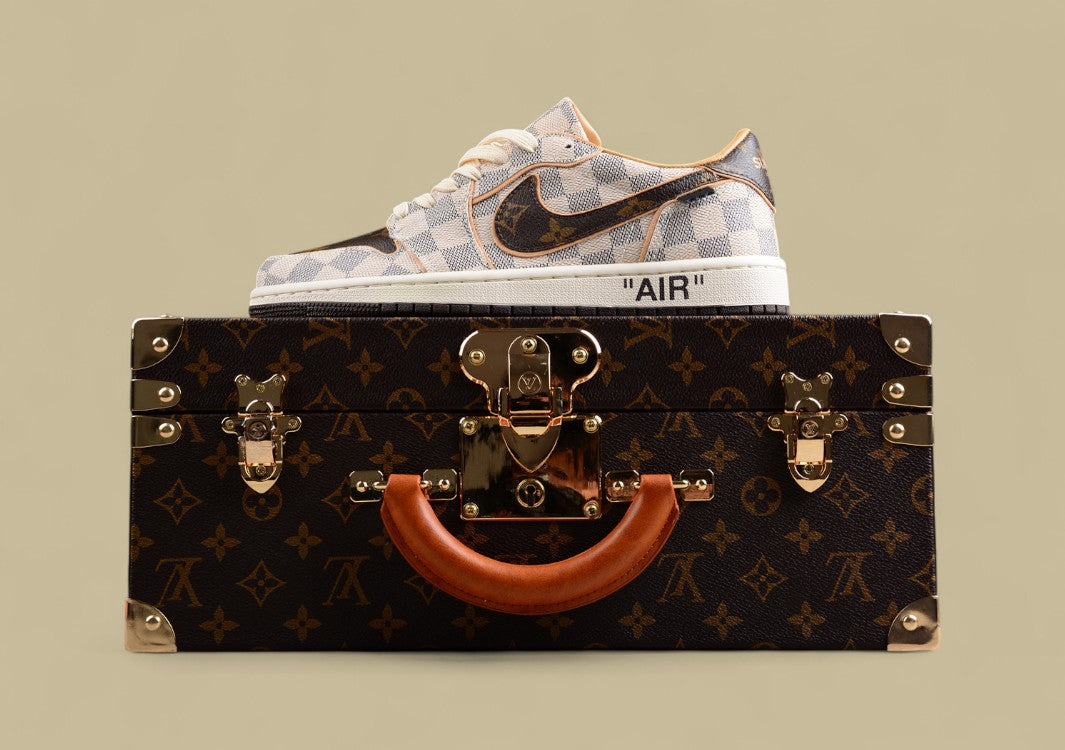 Air Jordan 1 Low OG Custom "Damier Azur/Brown/LV Monogram"