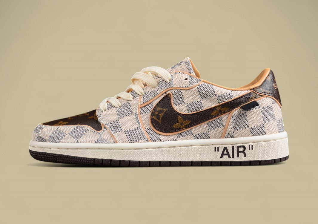 Air Jordan 1 Low OG Custom "Damier Azur/Brown/LV Monogram"