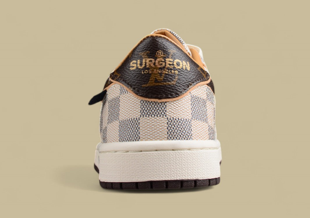 Air Jordan 1 Low OG Custom "Damier Azur/Brown/LV Monogram"
