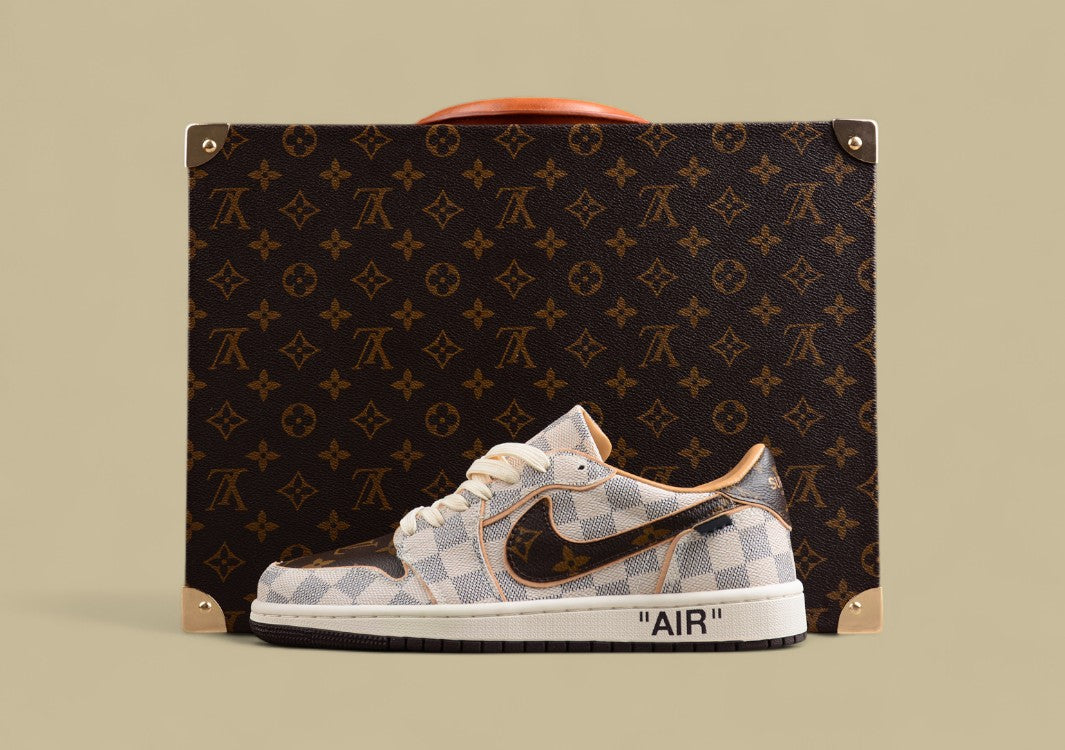 Air Jordan 1 Low OG Custom "Damier Azur/Brown/LV Monogram"