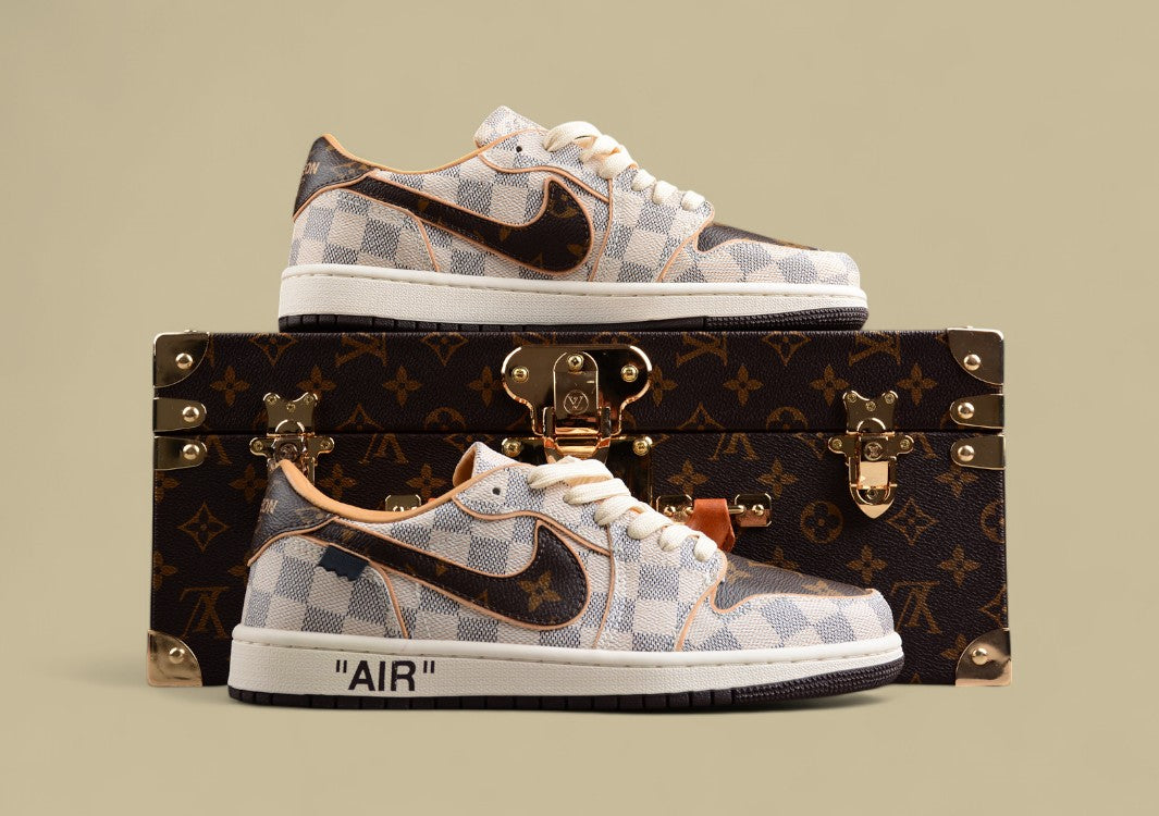 Air Jordan 1 Low OG Custom "Damier Azur/Brown/LV Monogram"