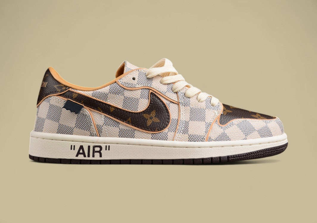 Air Jordan 1 Low OG Custom "Damier Azur/Brown/LV Monogram"