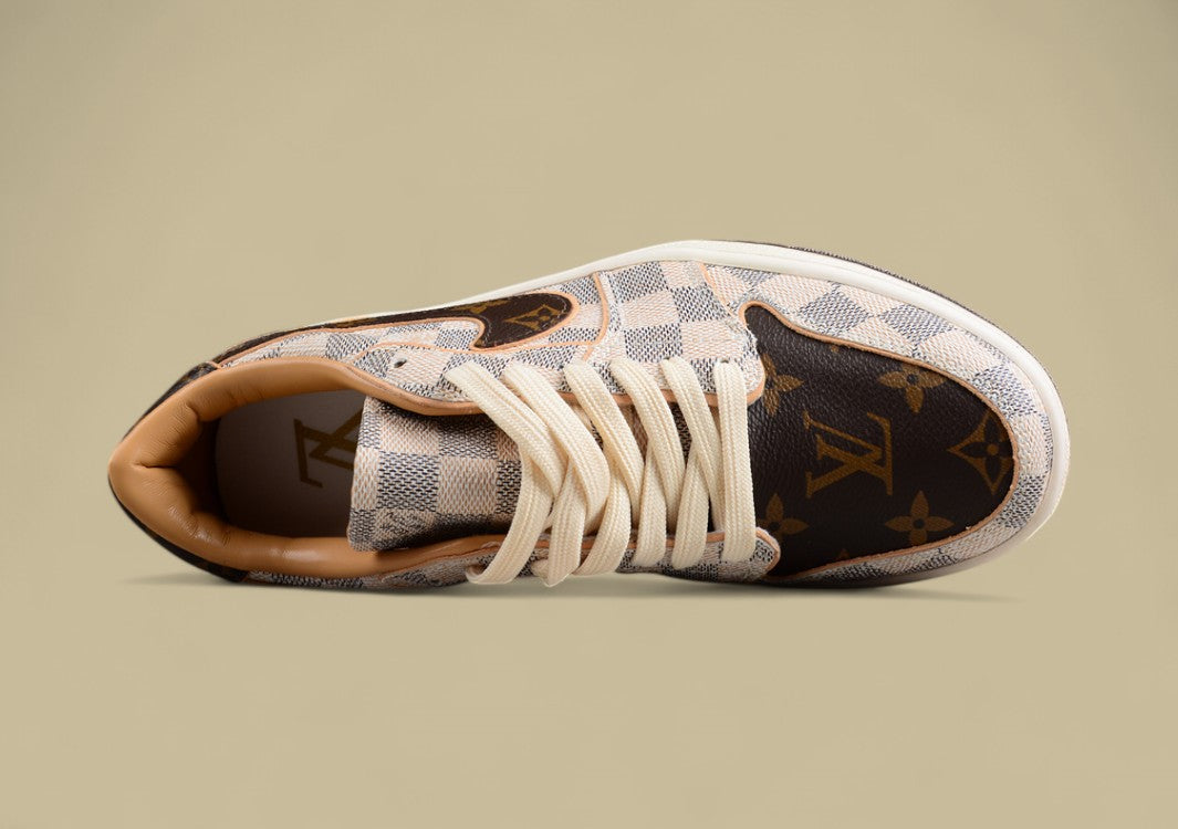 Air Jordan 1 Low OG Custom "Damier Azur/Brown/LV Monogram"