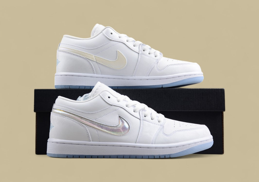 Air Jordan 1 Low SE "Iridescent Swoosh – Triple White Ice"