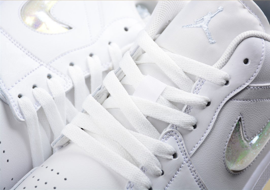 Air Jordan 1 Low SE "Iridescent Swoosh – Triple White Ice"