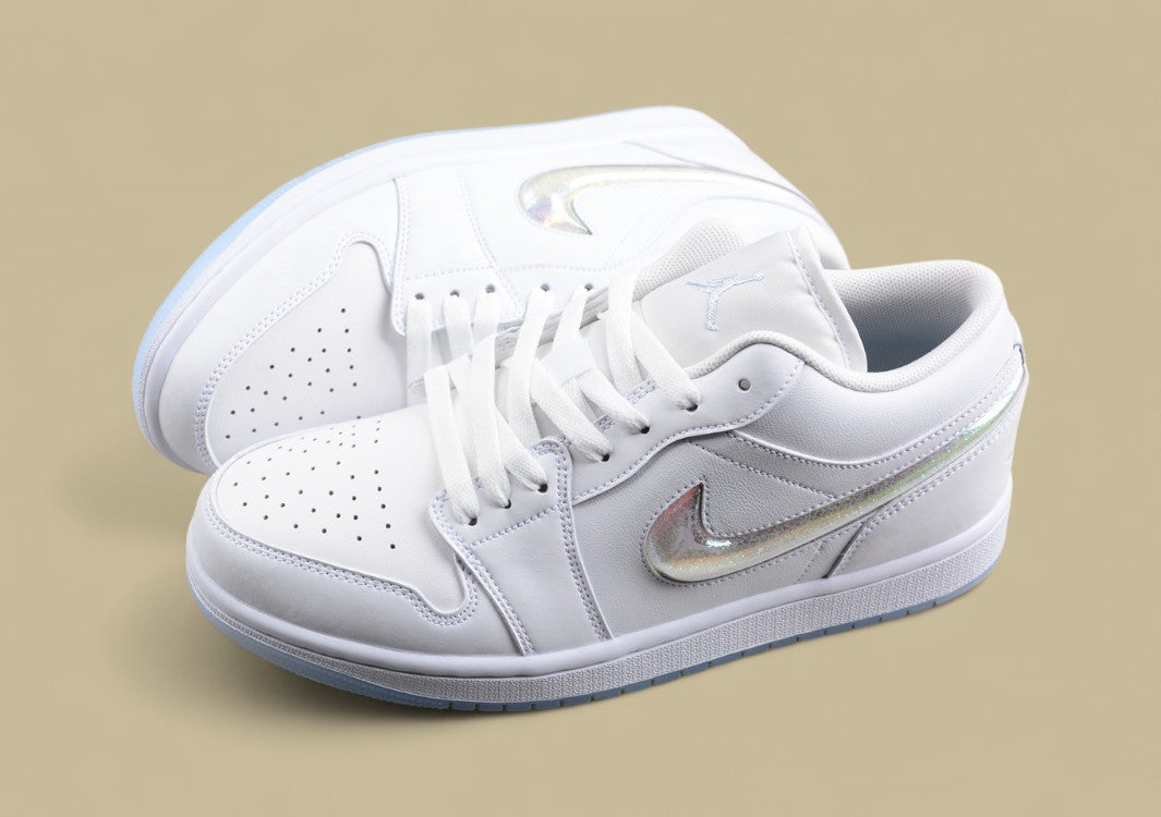 Air Jordan 1 Low SE "Iridescent Swoosh – Triple White Ice"