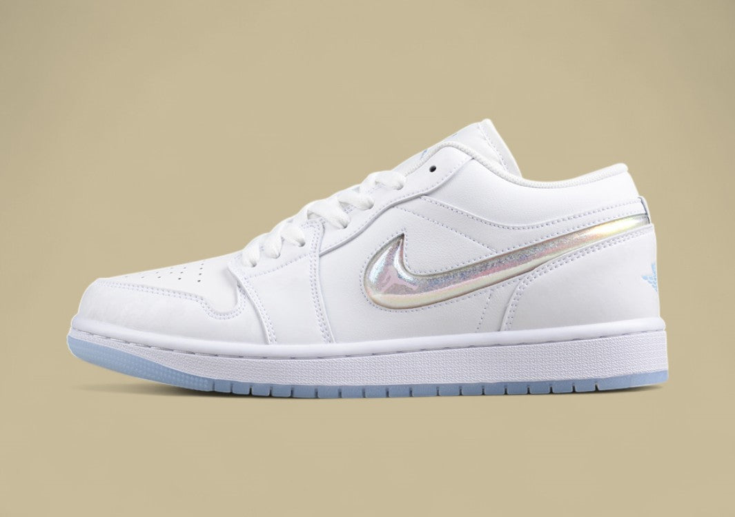 Air Jordan 1 Low SE "Iridescent Swoosh – Triple White Ice"