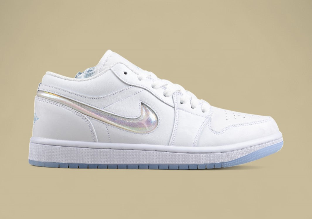 Air Jordan 1 Low SE "Iridescent Swoosh – Triple White Ice"