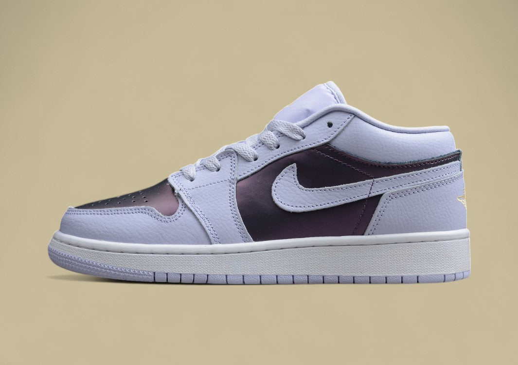 Air Jordan 1 Low “R20” – White/Iridescent Purple-Gold Accents