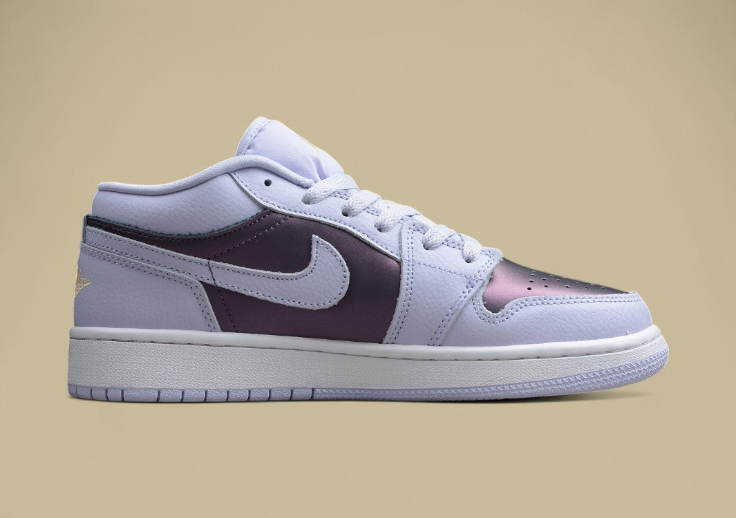 Air Jordan 1 Low “R20” – White/Iridescent Purple-Gold Accents