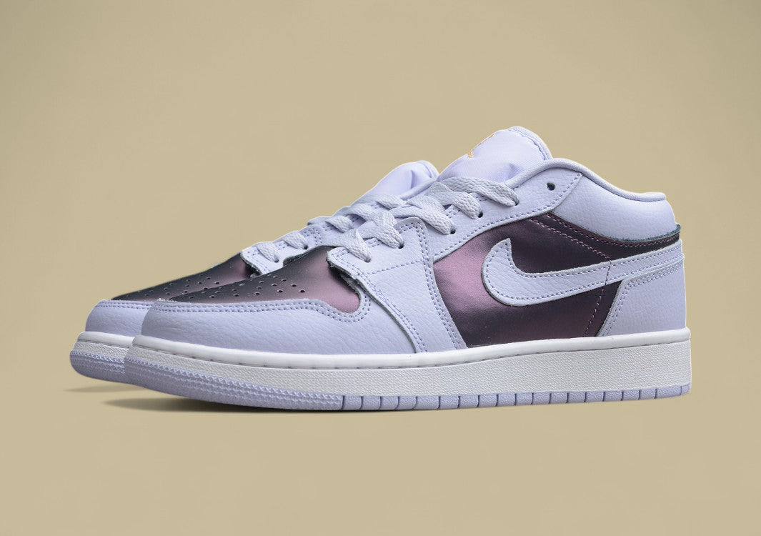 Air Jordan 1 Low “R20” – White/Iridescent Purple-Gold Accents