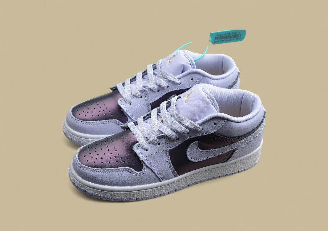 Air Jordan 1 Low “R20” – White/Iridescent Purple-Gold Accents