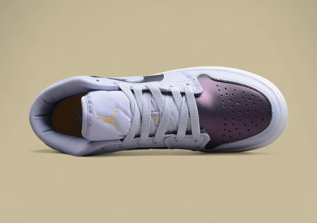 Air Jordan 1 Low “R20” – White/Iridescent Purple-Gold Accents