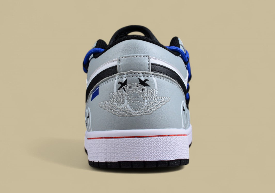 Air Jordan 1 Low – White/Grey/Black with Blue