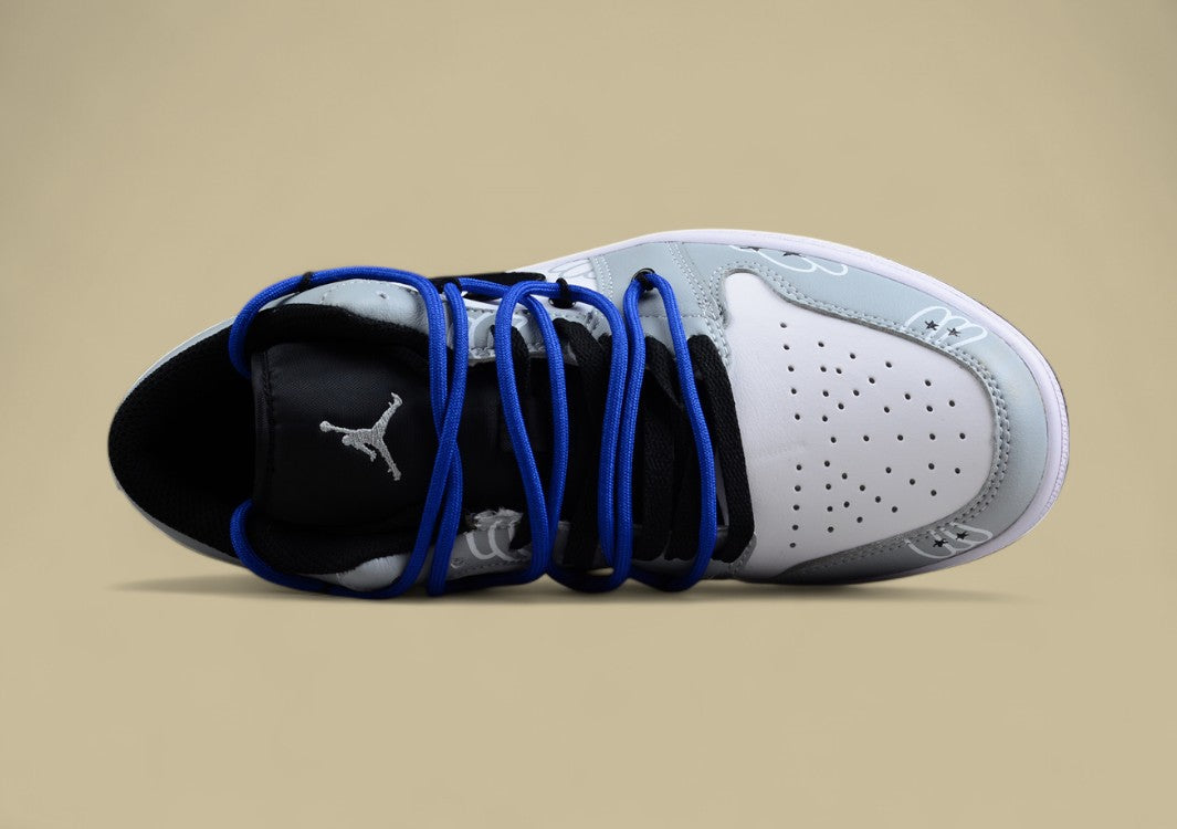 Air Jordan 1 Low – White/Grey/Black with Blue