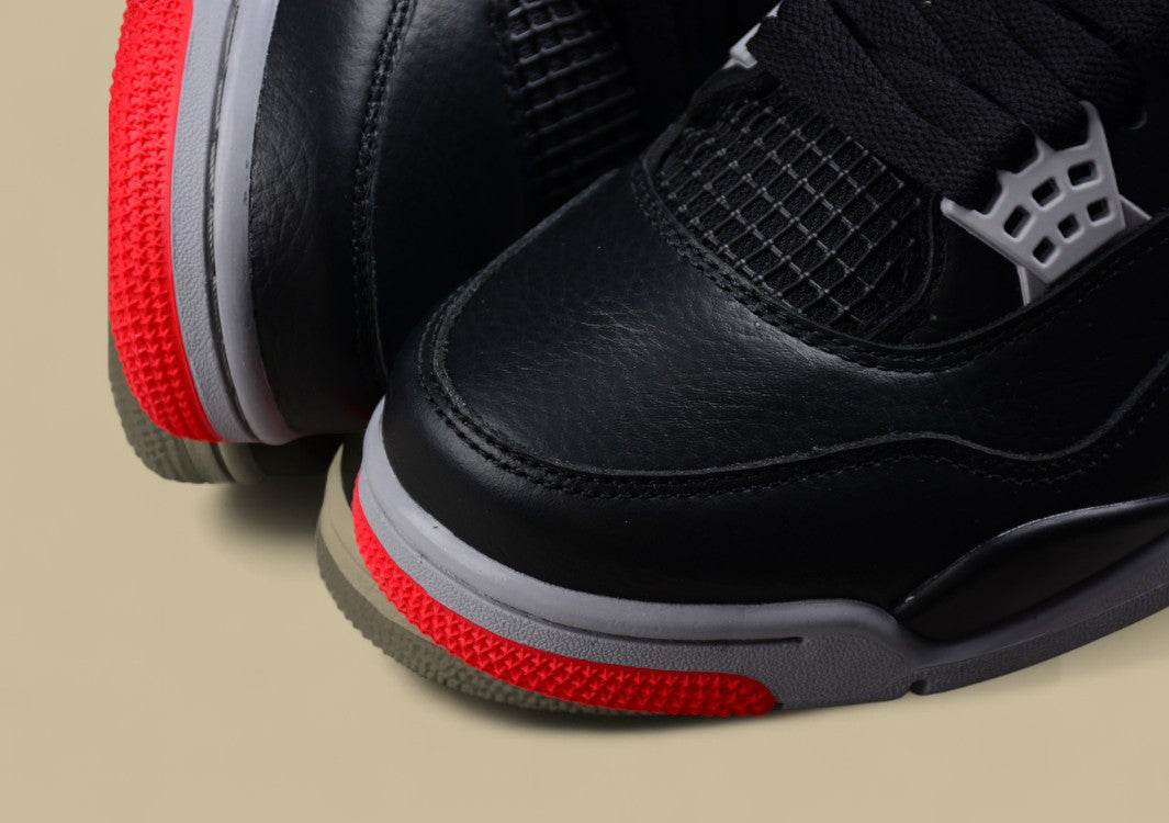 Air Jordan 4 Retro Black Leather and Suede, With Red Accents