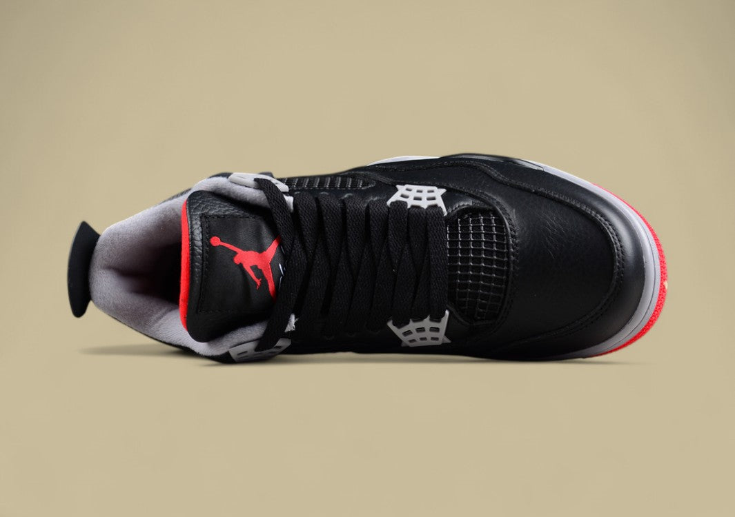 Air Jordan 4 Retro Black Leather and Suede, With Red Accents