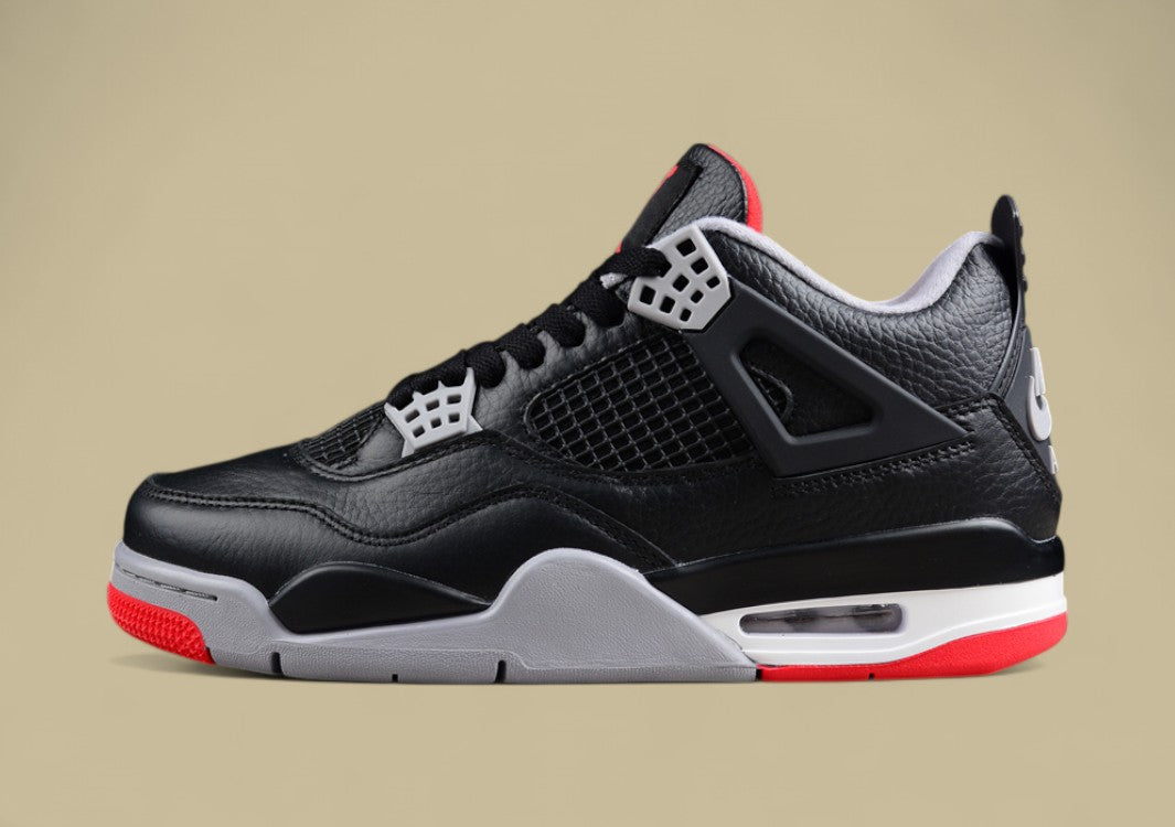 Air Jordan 4 Retro Black Leather and Suede, With Red Accents