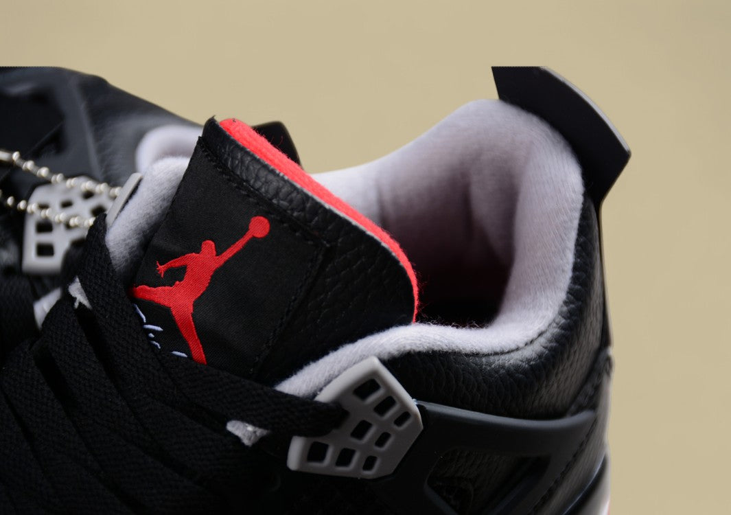 Air Jordan 4 Retro Black Leather and Suede, With Red Accents