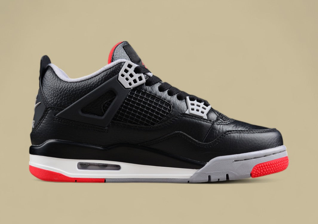 Air Jordan 4 Retro Black Leather and Suede, With Red Accents