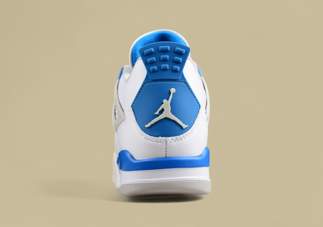 Air Jordan 4 Retro in White, Blue, and Grey