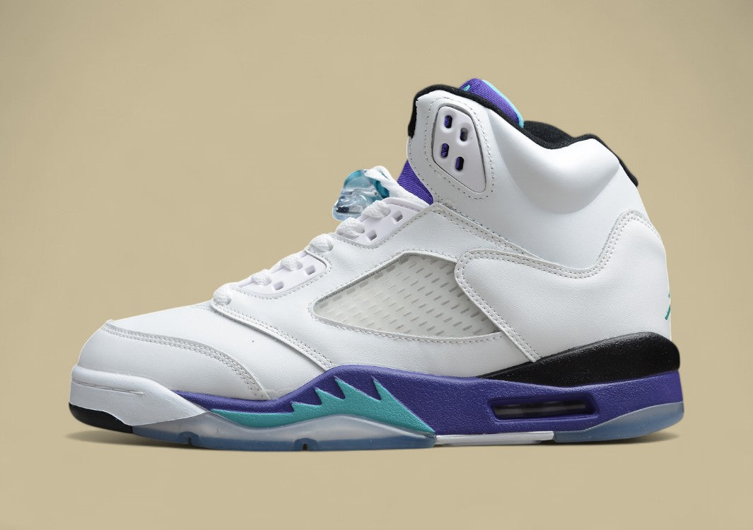 Air Jordan 5 Black & White Purple and Blue High Top