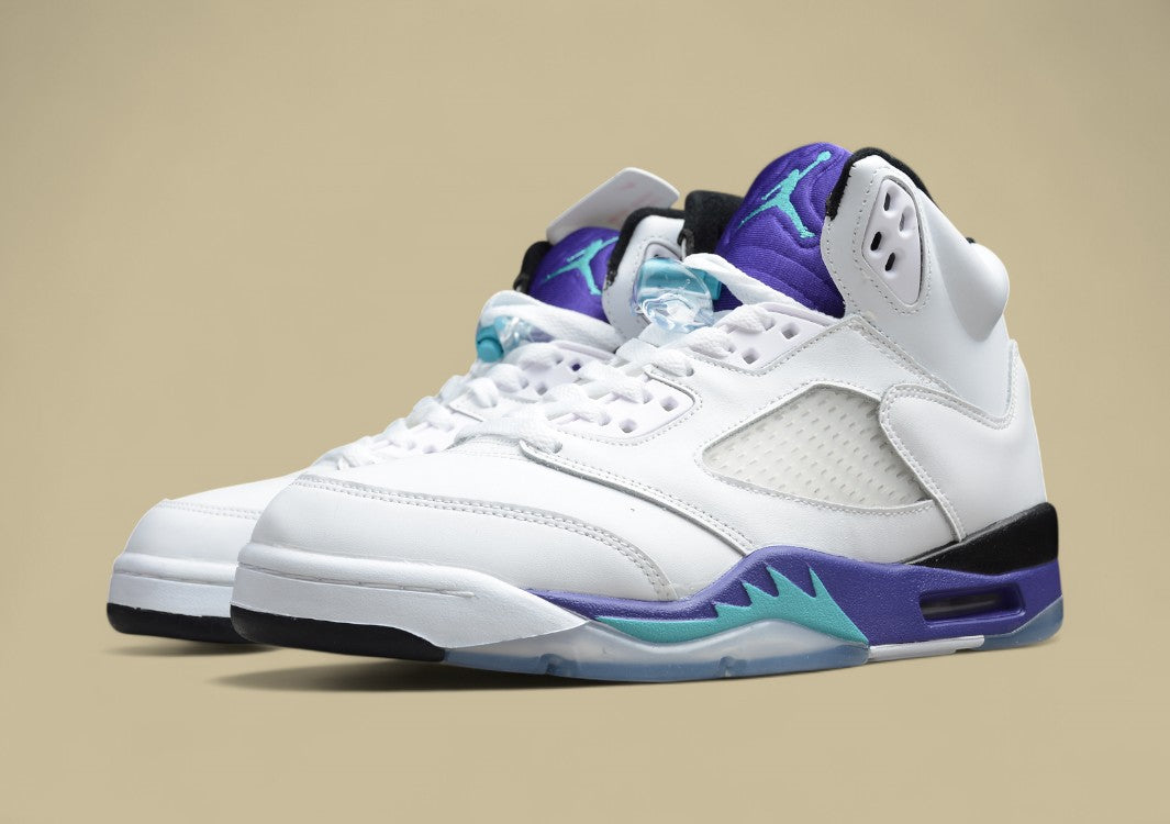 Air Jordan 5 Black & White Purple and Blue High Top