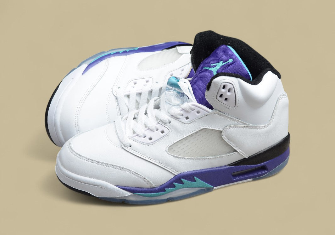 Air Jordan 5 Black & White Purple and Blue High Top