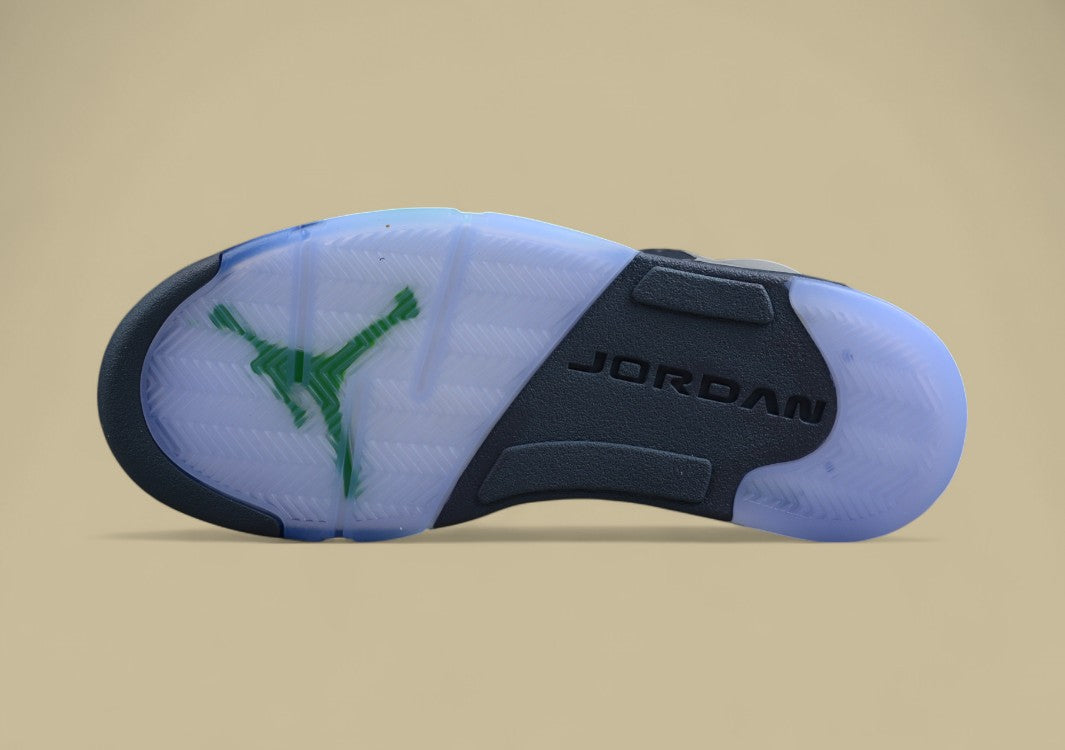 Air Jordan 5 Dark Gray With Neon Green Flame Accents