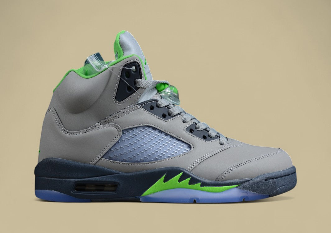 Air Jordan 5 Dark Gray With Neon Green Flame Accents