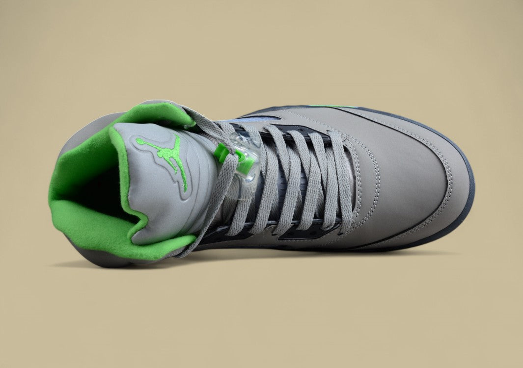 Air Jordan 5 Dark Gray With Neon Green Flame Accents