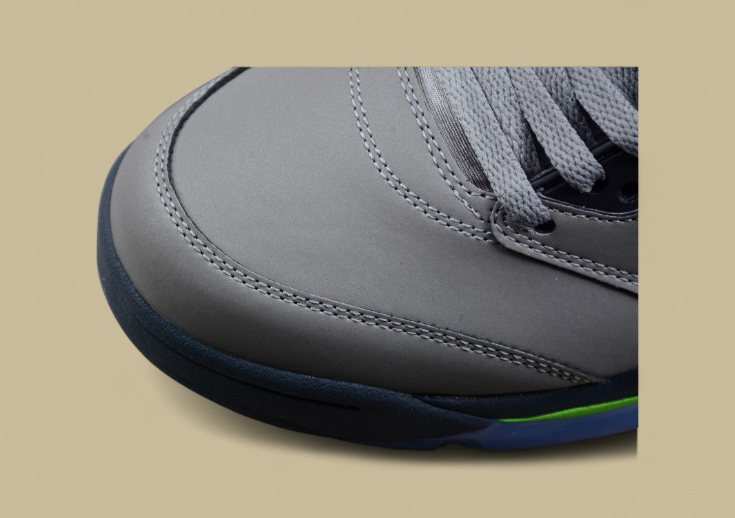 Air Jordan 5 Dark Gray With Neon Green Flame Accents