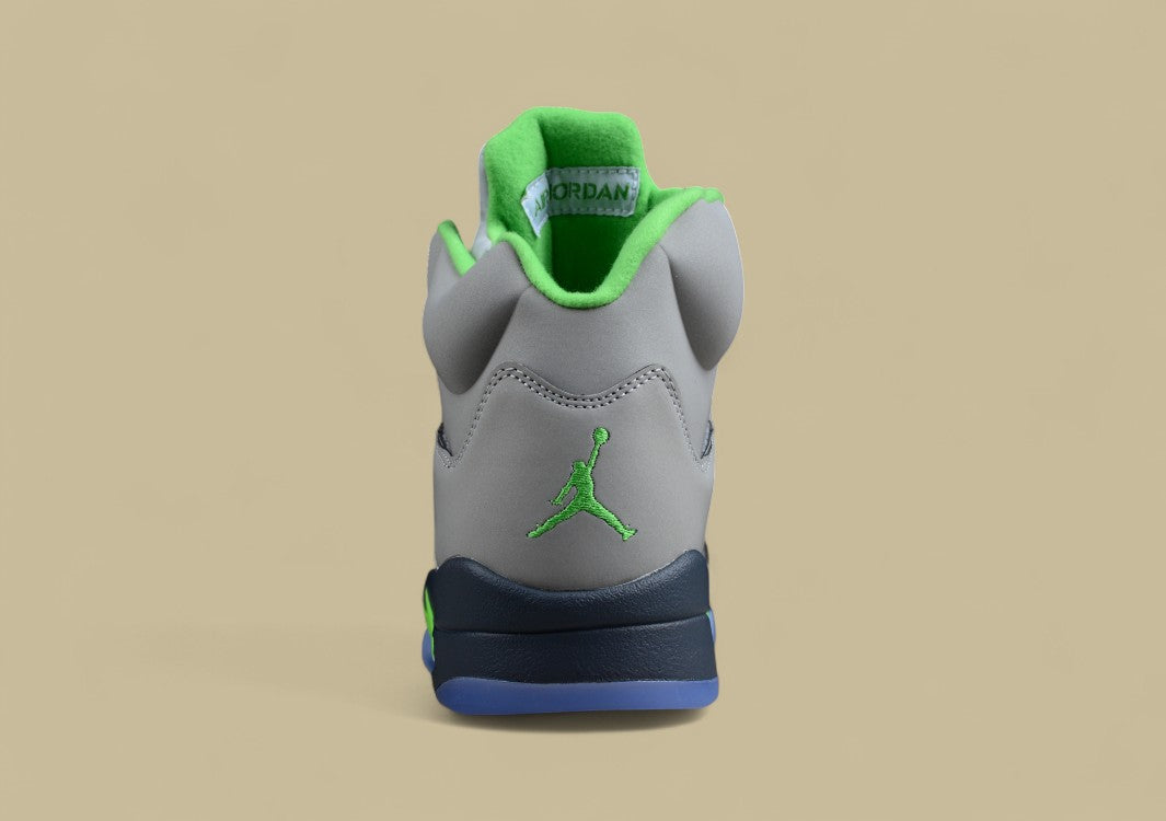 Air Jordan 5 Dark Gray With Neon Green Flame Accents