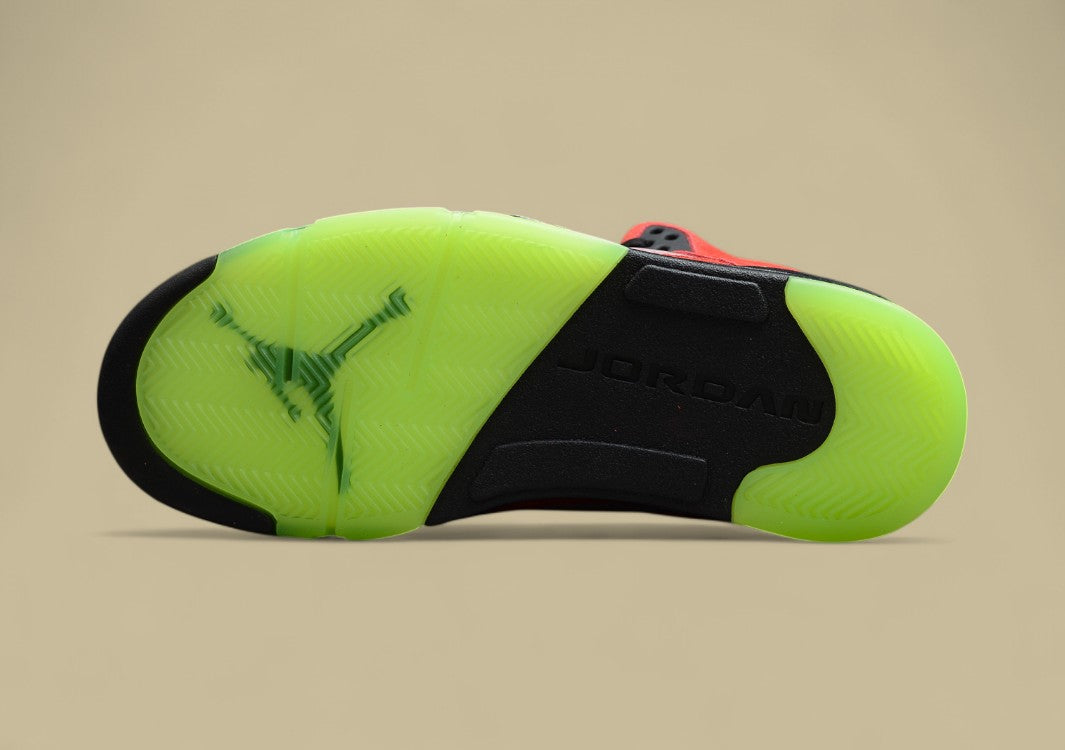 Air Jordan 5 Duck Red and Mandarin Yellow