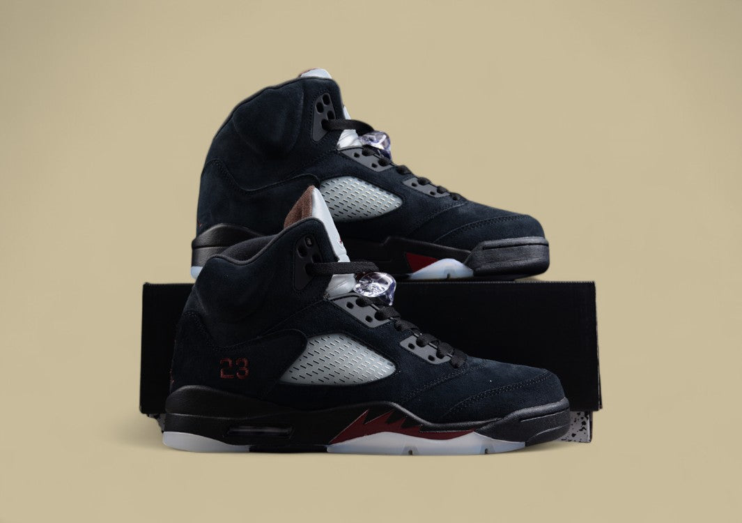 Air Jordan 5 Retro Black With Dark Red