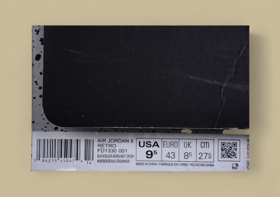 Air Jordan 5 Retro Black With Dark Red