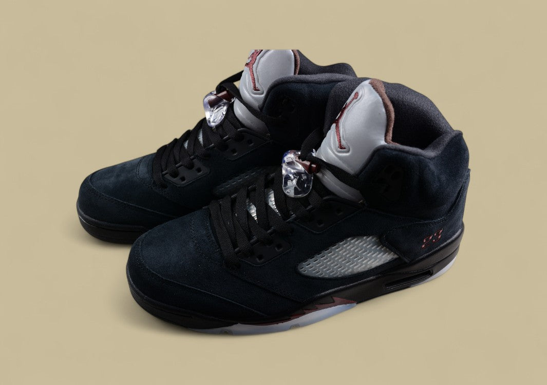 Air Jordan 5 Retro Black With Dark Red