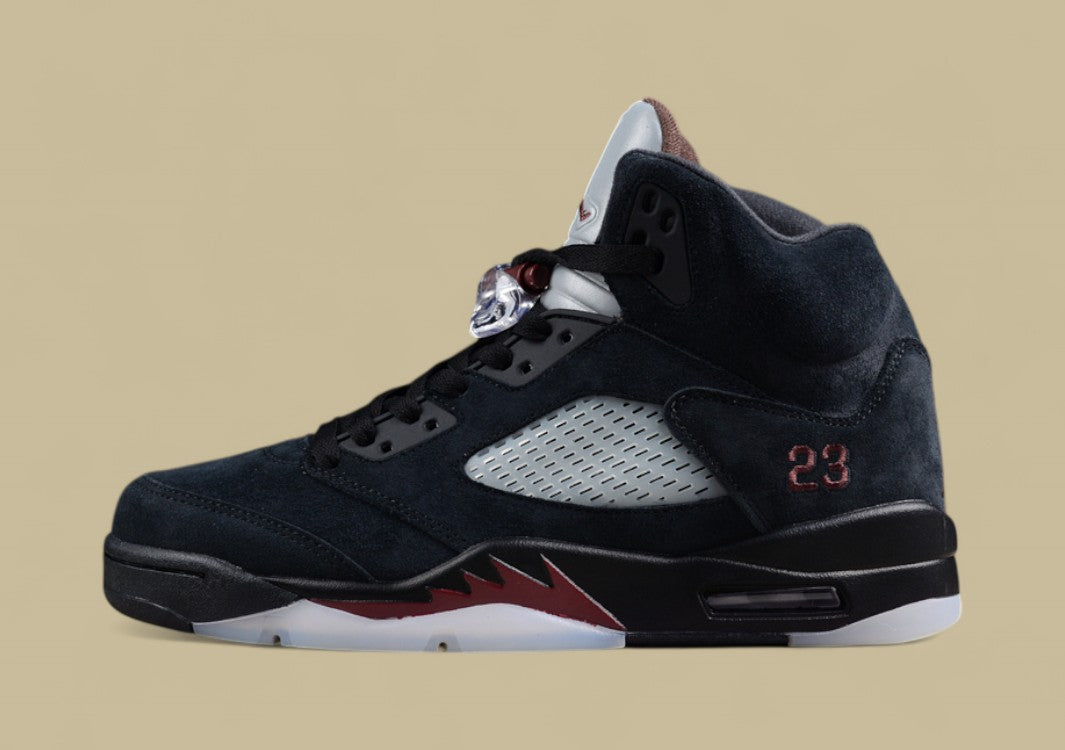 Air Jordan 5 Retro Black With Dark Red