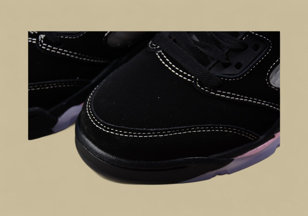 Air Jordan 5 Retro Black With Pink Lace Closure